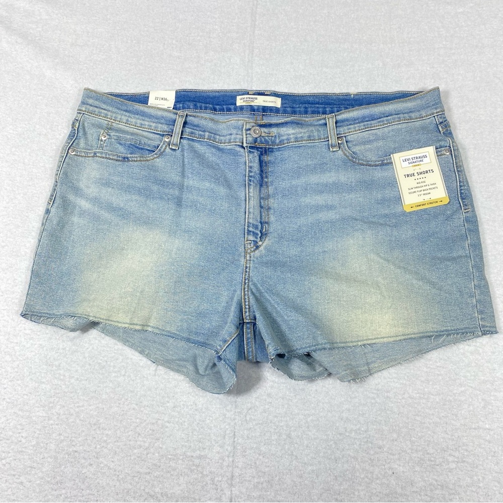 Levi Strauss Signature Gold True Shorts Women's 22 Blue Mid Rise Stretch NWT